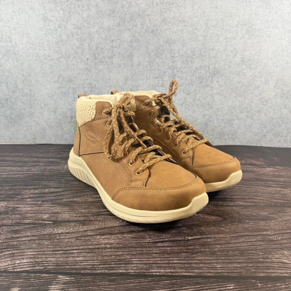 Skechers brown lace up boots, Size US 8.5